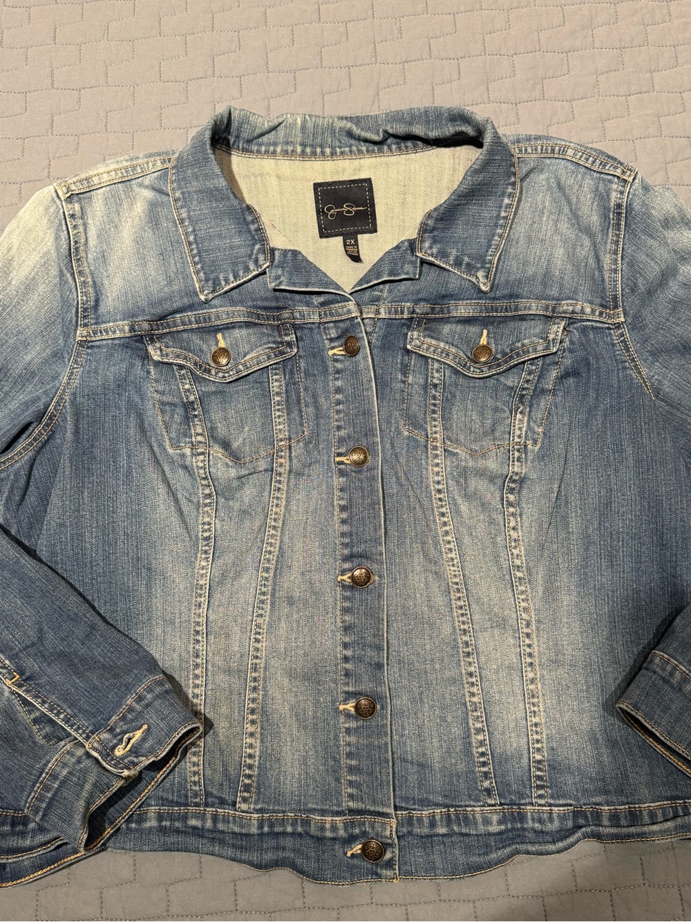 Jessica Simpson Light Blue Washed Stretch Denim Jacket